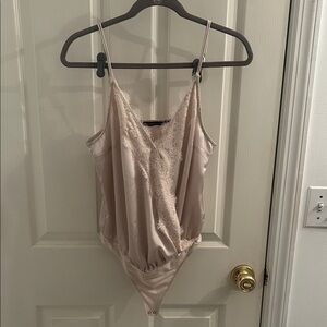 NWT Abercrombie & Fitch Lace Trim Satin Top - Cream